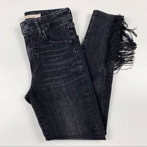 Levi's 721 High Rise Fringe Ankle Grey Slim Skinny Fit Jeans Women's Size 24